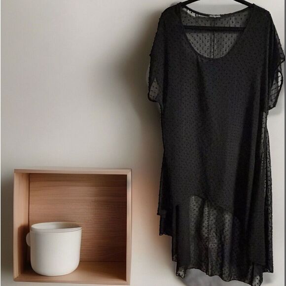 Cha Cha Vente Hi Lo Sheer Women’s Black Tunic Style Or Cover Up Size 2XL - Picture 2 of 13